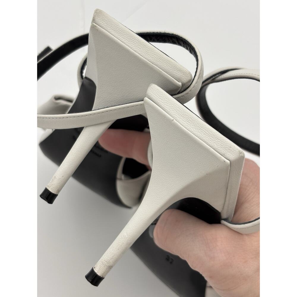 Balenciaga Knife Bow Sandals White Leather Size 37 / 7 Ankle Strap Pillow Puff - Picture 15 of 16